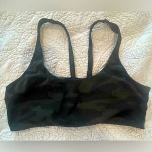 Vuori Green and Black Sports Bra with Racerback Design
